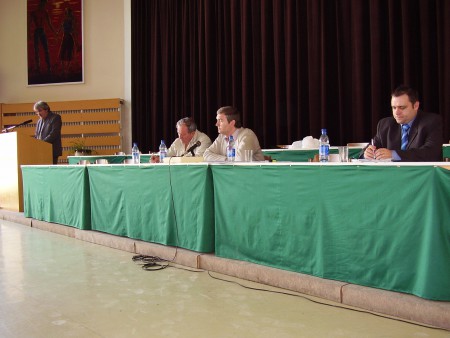 Členovia predsedníctva na valnom zhromaždení v Trnave